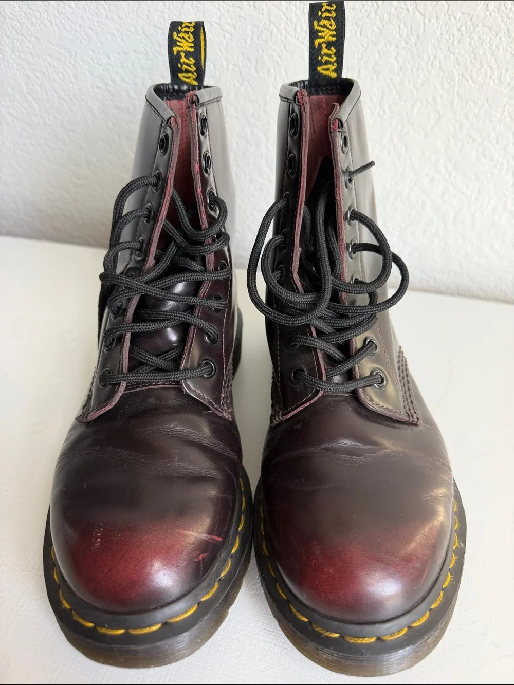 Dr. Martens 8-Eye Leather Boots - Burgundy